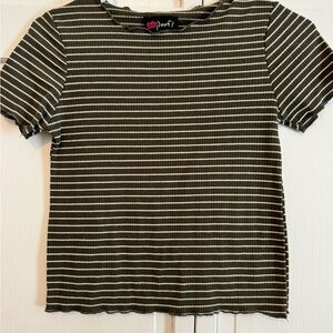 Poof! Women's Olive Striped Tee